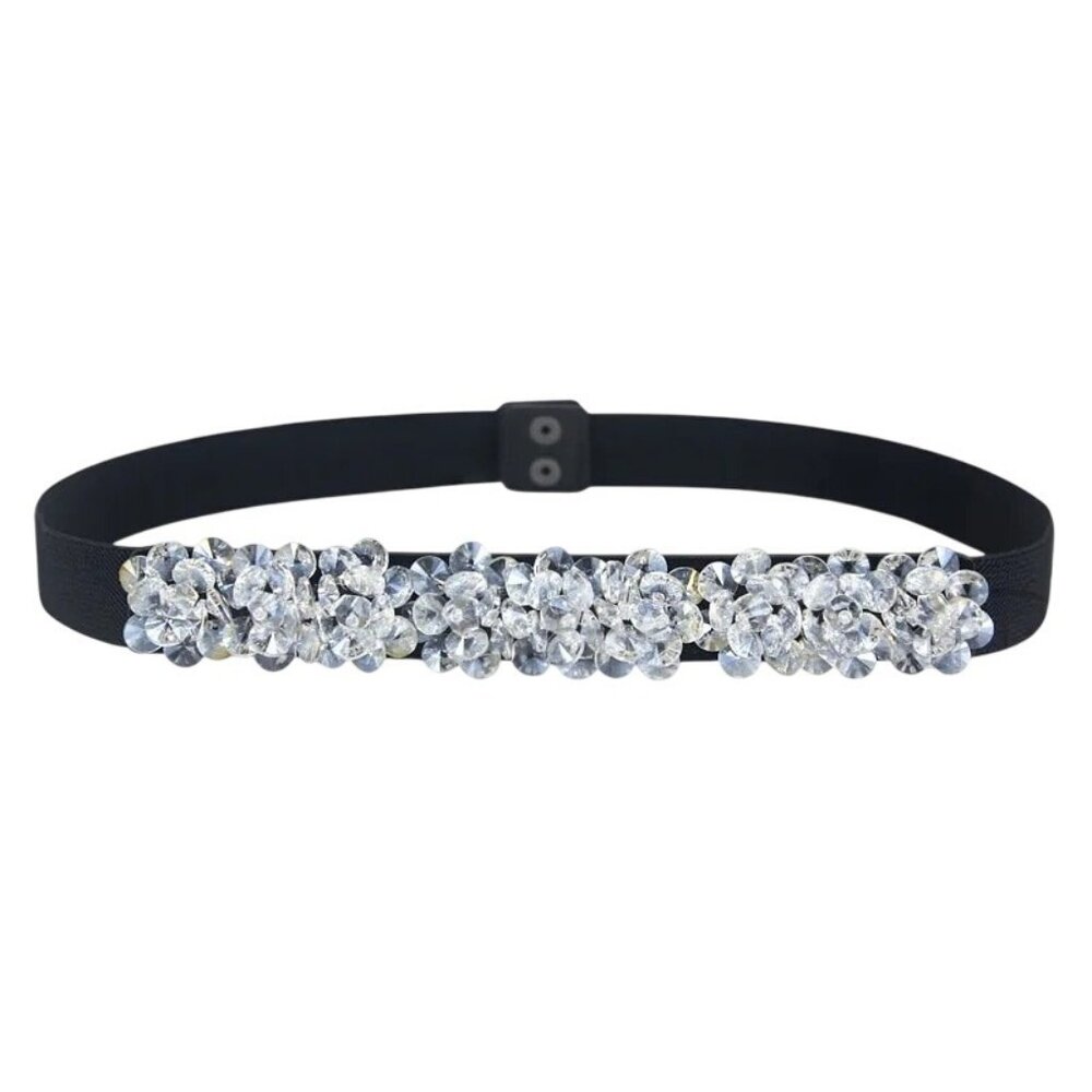 NEW 2/$30 M/L Waist Belt Clear Crystal Embellishments Snap Closure